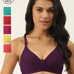 Softskin Pack of 6 Solid Non-Wired Non Padded T-shirt Bras Smile_30B_6-image-19