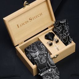 LOUIS STITCH Men Italian Silk Blend Necktie Accessory Gift Set-image-88