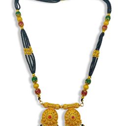 Digital Dress Room Gold-Plated & Black Beaded Maharashtrian Style Vati Mangalsutra-image-78