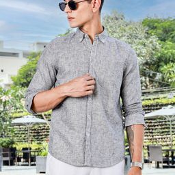 Thomas Scott Men Premium Fit Button-Down Collar Pinstripes Striped Linen Casual Shirt-image-39