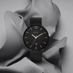 Titan Men Black Brass Dial & Stainless Steel Bracelet Style Straps Analogue Watch 1849NM02-16