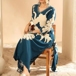 Indo Era Women Floral Printed Regular Sequinned Kurta with Salwar-4