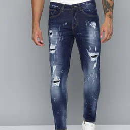 HIGHLANDER Men Tapered Fit Mildly Distressed Stretchable Jeans-image-31
