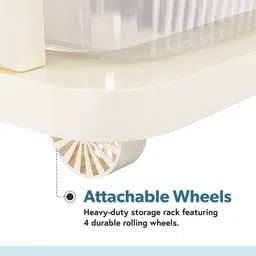Kuber Industries Transparent Ivory 5 Layer Plastic Modular Storage Drawer Organizer Wheels image 3