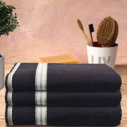 Athom Trendz Brown & White 3-Pieces Textured Organic Cotton Super Soft Bath Towels-image-95