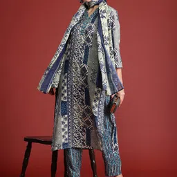 Indo Era Women Ethnic Motifs Printed Pure Cotton Kurta with Trousers & With Dupatta-picture-11