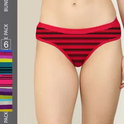 AROUSY Women Pack of 6 Pure Cotton Hipster Briefs M_3LSNY-3MSP_XL-image-101