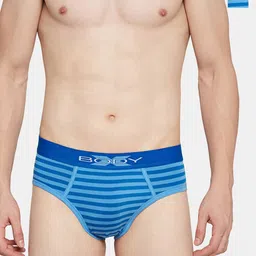 BODYX Men Pack of 2 Striped Cotton Basic Briefs BX03B-SBL-2-S-image-75