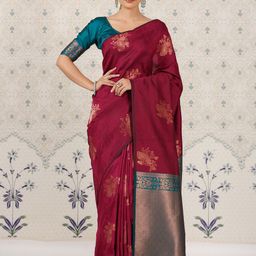 Ode by House of Pataudi Ethnic Motifs Zari Pure Silk Banarasi Saree-29