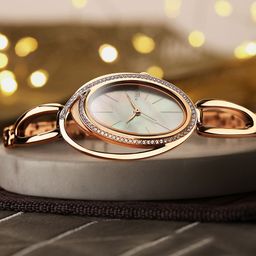 Titan Women White Brass Mother of Pearl Dial & Rose Gold Toned Stainless Steel Bracelet Style Straps Watch 95197WM01-image-85