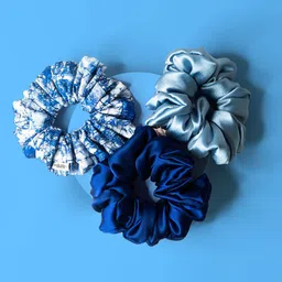 HAIR DRAMA COMPANY Women Set of 3 Blue & White Ponytail Holders-43
