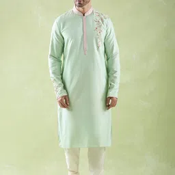 Arihant Rai Sinha Men Floral Embroidered Regular Pure Silk Kurta with Churidar-image-41