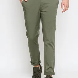Basics Men Green Tapered Fit Chinos Trousers-image-81