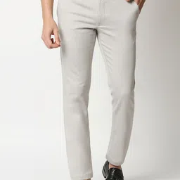 Basics Men Grey Tapered Fit Trousers-image-48