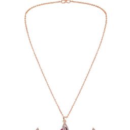 Mahi Rose Gold-Plated Crystal-Studded Jewellery Set-image-67