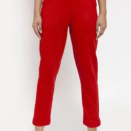 TAG 7 Women Red Solid Ankle-Length Woolen Pants-image-41