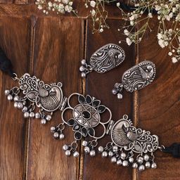 VENI 92.5 Silver-Plated Oxidised Jewellery Set-25