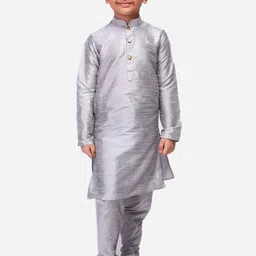 NAMASKAR Boys Dupion Silk Kurta with Churidar-picture-35