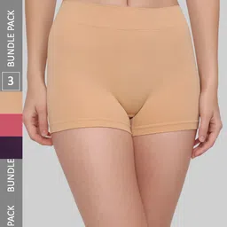 PLUMBURY Pack Of 3 Seamless Anti Microbial Boyshorts Briefs-image-59