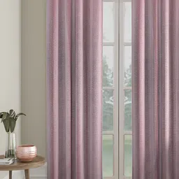 HOSTA HOMES Pink Abstract Black Out Eyelet Long Door Curtain-image-24