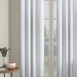 HOSTA HOMES White Textured Black Out Long Door Curtain-image-66