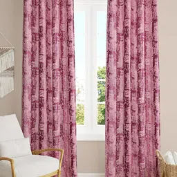 Bajo's Purple 2-Pieces Printed Satin Long Door Curtains-12