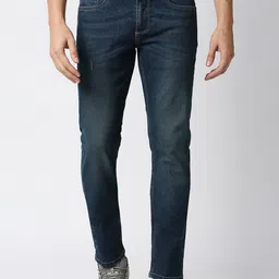 Basics Men Navy Blue Slim Fit Low-Rise Light Fade Stretchable Jeans-image-53