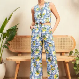 Uptownie Printed Linen 2 Piece Vest & Pants Co-ord Set-picture-30
