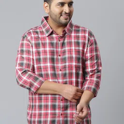 Instafab Plus Men Maroon Classic Tartan Checks Opaque Checked Casual Shirt-image-45