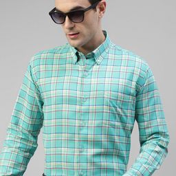 Hancock Original Slim Fit Windowpane Checked Button-Down Collar Linen Formal Shirt-image-24
