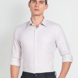 Arrow Slim Fit Checked Twill Pure Cotton Formal Shirt-image-68