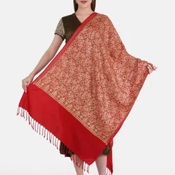 MUFFLY Women Floral Embroidered Woolen Shawl-picture-30