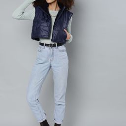 SASSAFRAS Women Navy Blue Crop Padded Jacket-image-58