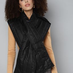 SASSAFRAS Women Black Shoulder Fur Puffer Scarf-picture-47