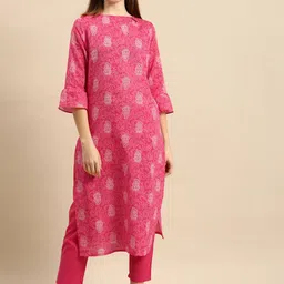 Anouk Women Pink Ethnic Motifs Printed Regular Pure Cotton Kurta with Trousers-image-59