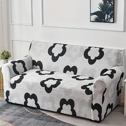HOUSE OF QUIRK Black Printed Double Seater Sofa Cover With Arms-image-23