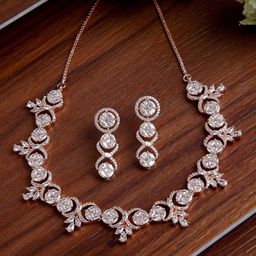 ZENEME Rose Gold-Plated AD-Studded Jewellery Set-image-31