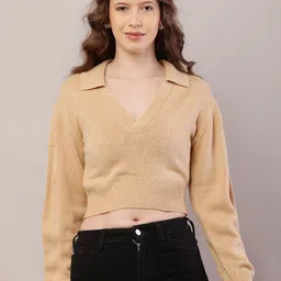NoBarr Women Shirt Collar Crop Pullover-image-27