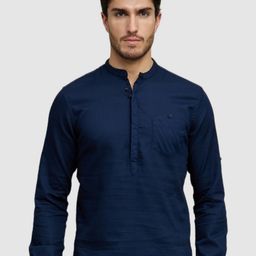 Celio Men Navy Blue Solid Cotton Straight Long Sleeves Slim Fit Casual Shirt-image-11