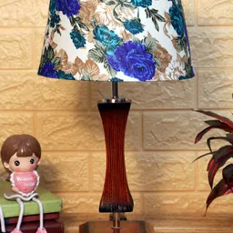 foziq Brown & White Printed Table Lamp with Shade-4