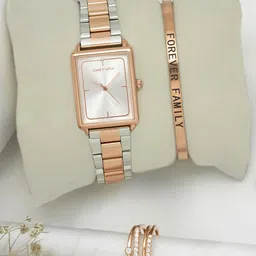 JOKER & WITCH Women Rose Gold Bracelet Style Straps Analogue Watch With Bracelet & Ring-image-101