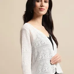 UnaOne Women Self Design Cotton Open Front Shrug-51