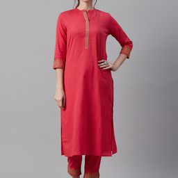 Cayman Women Fuchsia Solid Kurta with Trousers-33