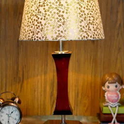 foziq Brown & White Printed Wood Table Lamp-28