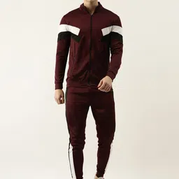 Maniac Men Maroon Colourblocked TrackSuit-picture-12