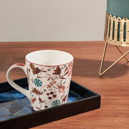 Living scapes by Pantaloons White & Pink Printed Bone China Glossy Mugs 300 ML-12