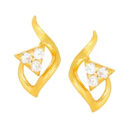 BHIMA Jewels 22K Hallmark 916 Purity Yellow Gold Triangle Three Stone Stud-image-2