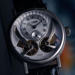EARNSHAW Men Silver-Toned Brass Dial & Black Leather Straps Analogue Watch-ES-8059-01-58