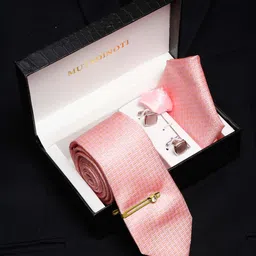MUTAQINOTI Men Checked Formal Silk Accessory Gift Set-picture-7
