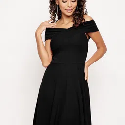 Uptownie Lite Women Stretchable Off Shoulder Fit & Flare Skater Dress-image-46